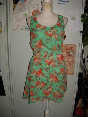Zinga Floral Dress Cut Out Back M
